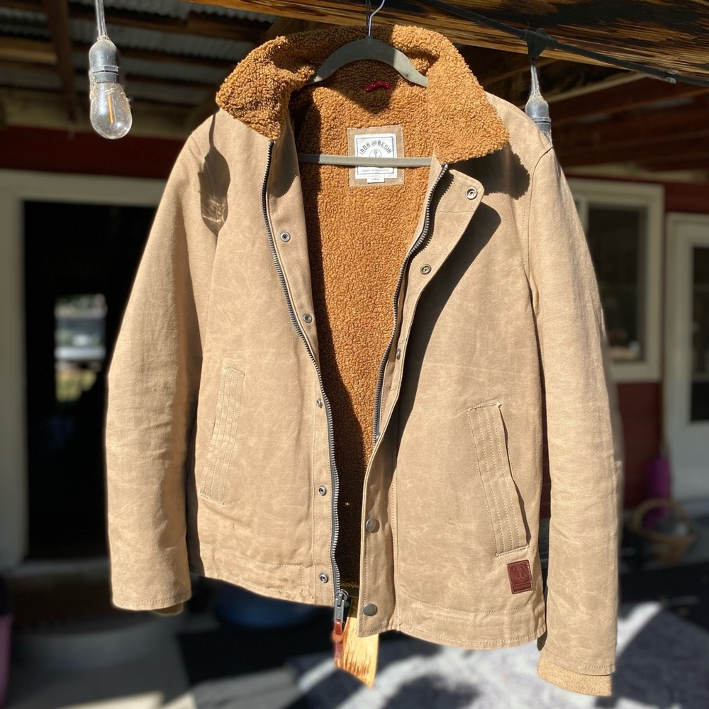 Iron & Resin Mens Waxed Cotton Canvas Nautilus Jacket in Oil Tan, Size L